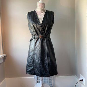 Jackie Bernard Leather Belted Wrap Dress